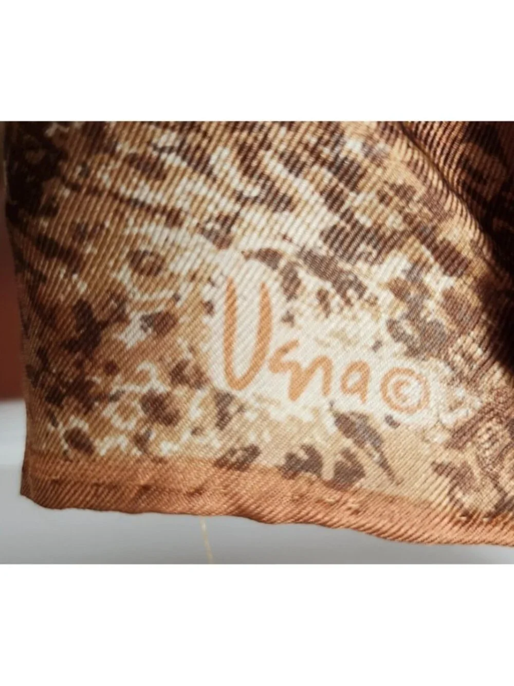 Vintage Vena Scarf Brown Snakeskin Animal Print Oblong 53x11 Signed